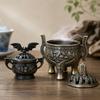 Retro Chinese Style Incense Burner Hollow Out Cap Alloy Incense Censer Lucky Charm Bat Plum Blossom Fragrance Holder Home Use