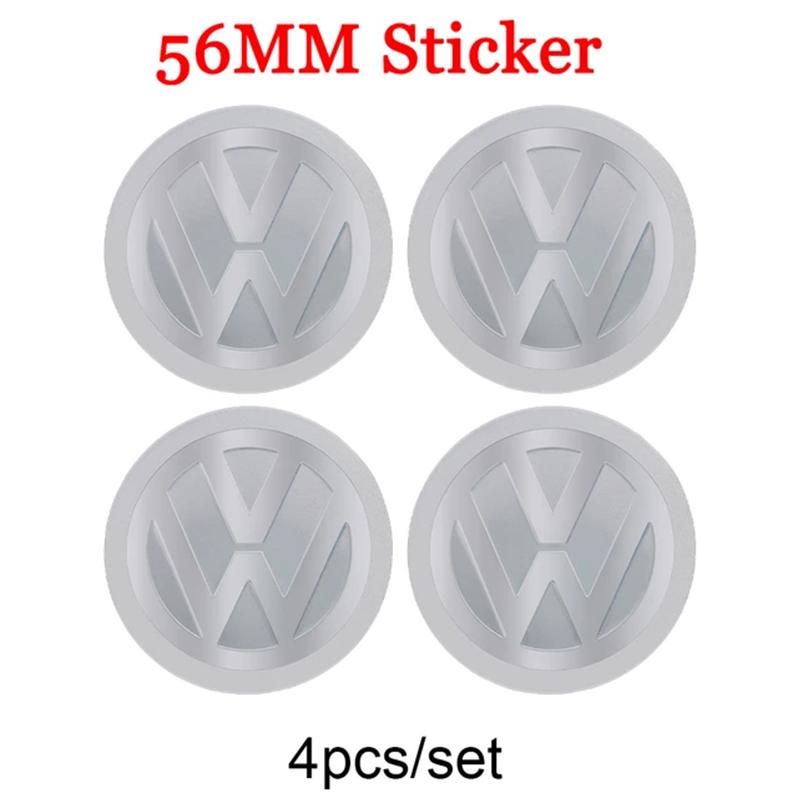 For VW 4pcs 56mm Car Wheel Center Cover Stickers Hub Cap Sticker For VW Golf Polo Tiguan Touran Jetta Passat CC T5 GTI Scirocco Magotan ES1