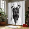Peignoir et Rideau de Douche Pitbull - Design Chien Noir et Blanc, Comprend un Turbant et un Peignoir, Polyester, 70,8 x 70,8 Pouces, Lavable