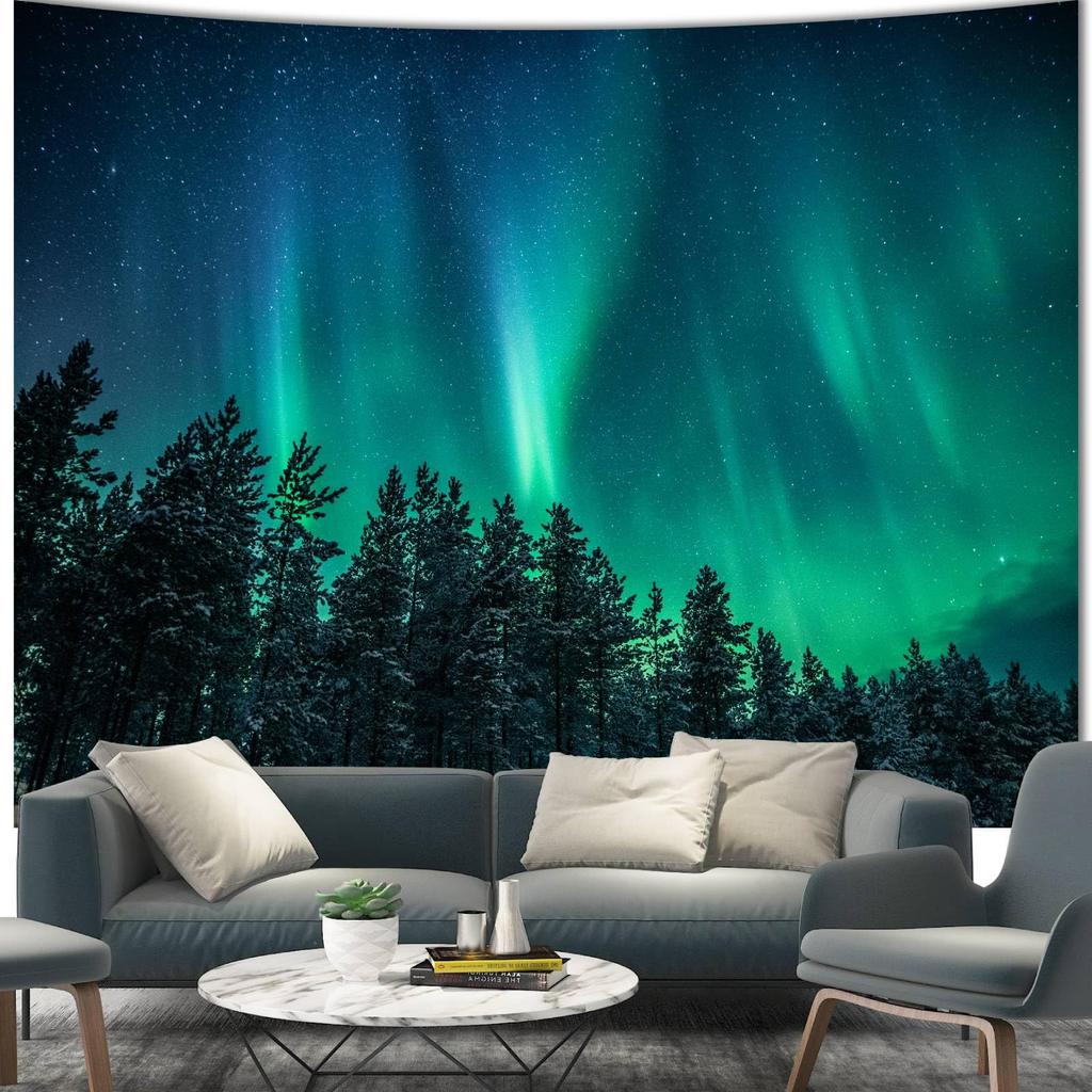 Night Sky Northern Lights Pattern Art Tapestry Home Decor Living Room Bedroom Festive Decor Accessories Background Wall Covering