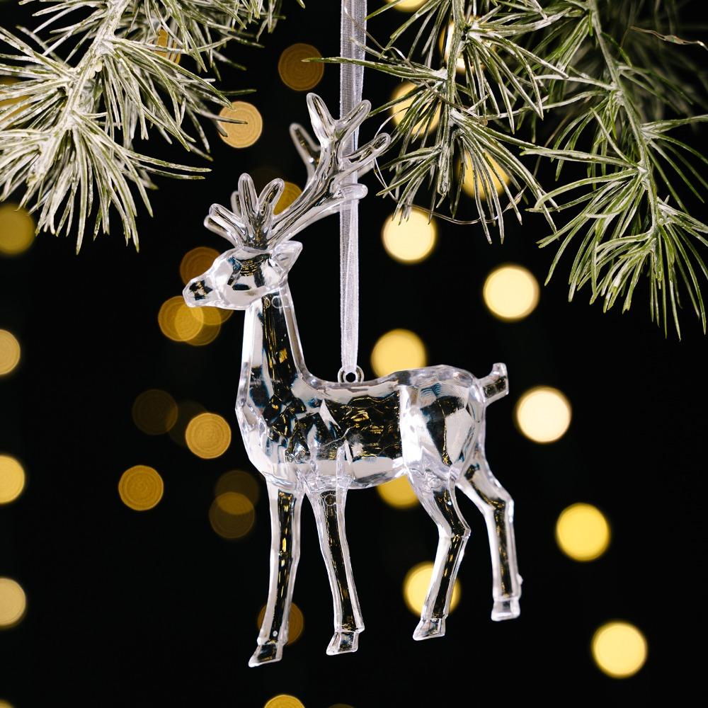 Transparent Christmas Elk Pendants Carousel DIY Acrylic Christmas Tree Ornaments Exquisite Elegant Ballet Girl Pendants