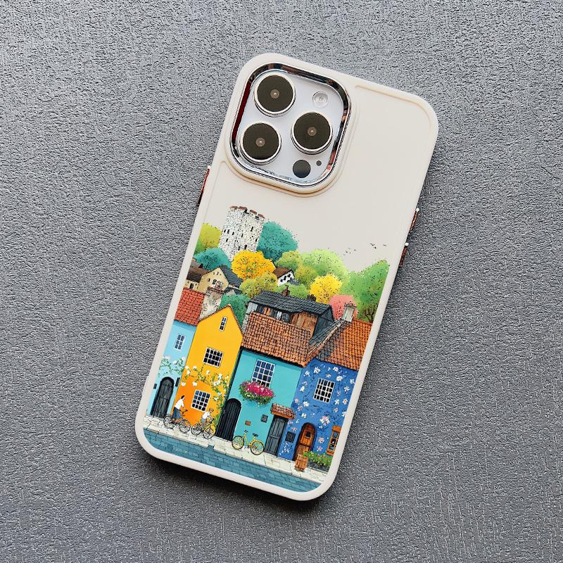 Ville Paysage Pittoresque Coque de Téléphone en Silicone Pour iPhone 16 15 14 Pro Max Plus 11 12 13 Pro Max 7 8 Plus SE2 XS X XR Coque Arrière