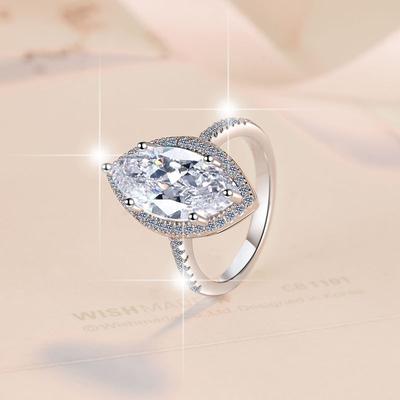 Nový moissanitový prsten pro ženy 5ct markýzový prsten 925 mincovní stříbro prsten zásnubní diamantový prsten snubní prsten dárek pro přítelkyni