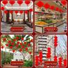 Foldable Thickened Plastic Paper Lanterns - Festive Small Red Honeycomb String for Wedding and New Year Decorations.