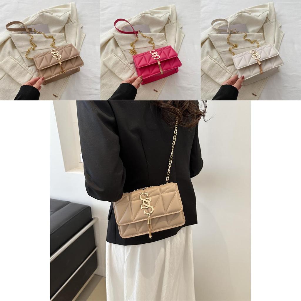 Stilvolle kleine quadratische Tasche Trendige lässige Umhängetasche für Damen in Schwarz Weiß Braun und Rosa