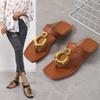 Womens Sandals Metal Design Fashion Flip Flop Sandal Flat Heel Roman Vintage Summer Hot Sale Shoes Fashion Casual Sandals Brand