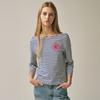 [mardimercredi] SLIM TSHIRT 3/4 SLEEVE STRIPE_BLUE RED