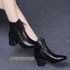 Autumn Winter New Pointed Short Boots 35-42 Leather Zipper Closed Elegant Mid Heel Fashion Ankle Boots Casual Women's Shoes 2024
