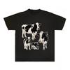 Dairy Cow Graphic Unisex Cotton T-shirt Tee Casuai Short Sleeve Crewneck Top Fashion Streetwear Autumn Shirt Graphic T Shirts
