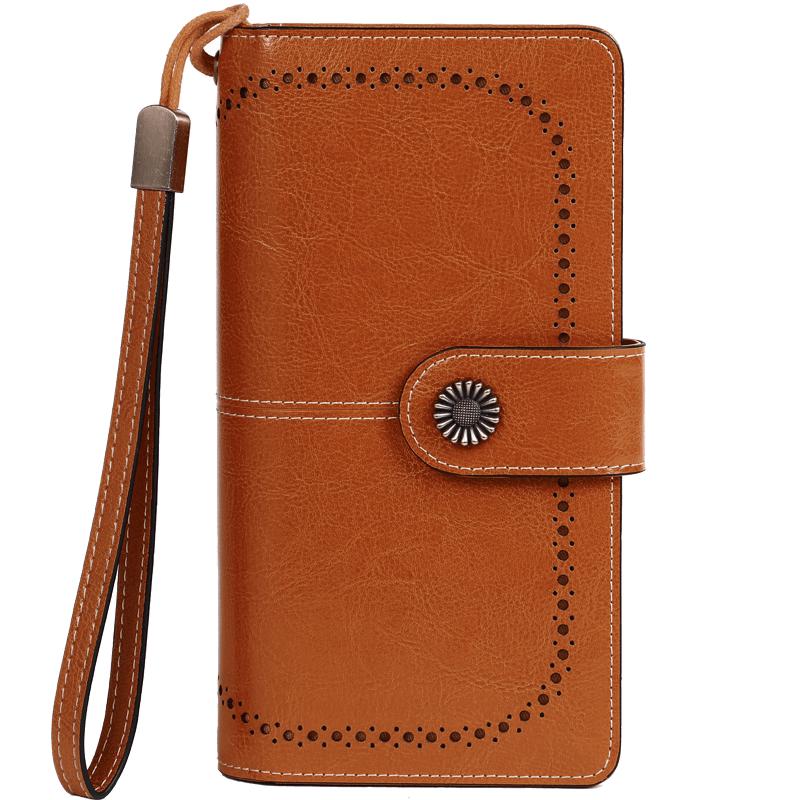 VINEY Women's Light Luxury Long Cowhide Wallet
