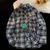 Men's Vintage Plaid Flannel Shirt Oversized Long Sleeve Button Down Shirt Lightweight Casual Top For Daily Wear