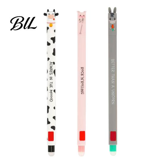 Stylo pour enfants Ferme Animaux de la ferme Stylos Gel Effaçables pour Enfants Mignon Dessin Animé Vache Dinde Âne Sans Danger pour Enfant Design Cochon Écriture Fluide Effaçage Facile Amusant École
