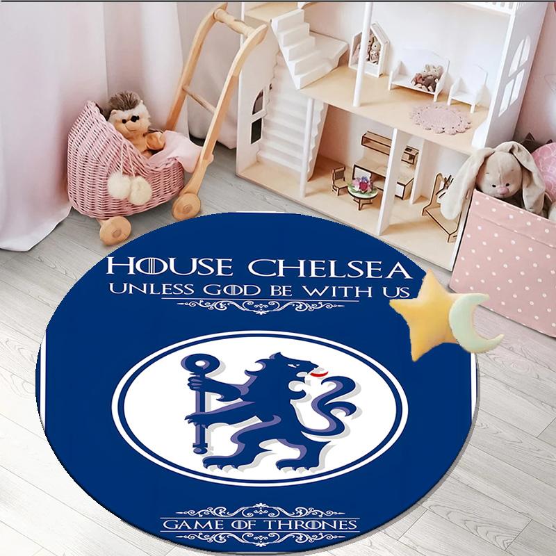 1PC Round Rug Chel-sea Fc Printed Round Area Rug ,Rug For Home Office, Round Chair Rug, Decorative Carpet Fan Gifts Christmas Gift