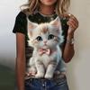Cute Cat Printed Women's T-Shirt Summer Round Neck Short Sleeved Top Casual Plus Size Clothing Kawaii Animal For Woman T-Shirts
