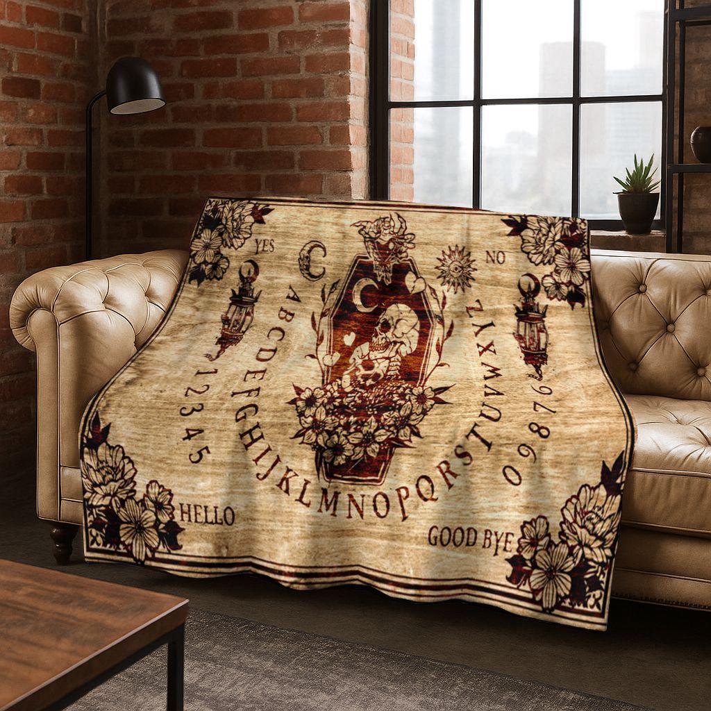 3D Retro Witch Ouija Gothic Spirit Board Flannel Blanket,Warm and Cozy Soft Throw Blanket for Home Bedroom Bed Sofa Travel Cover