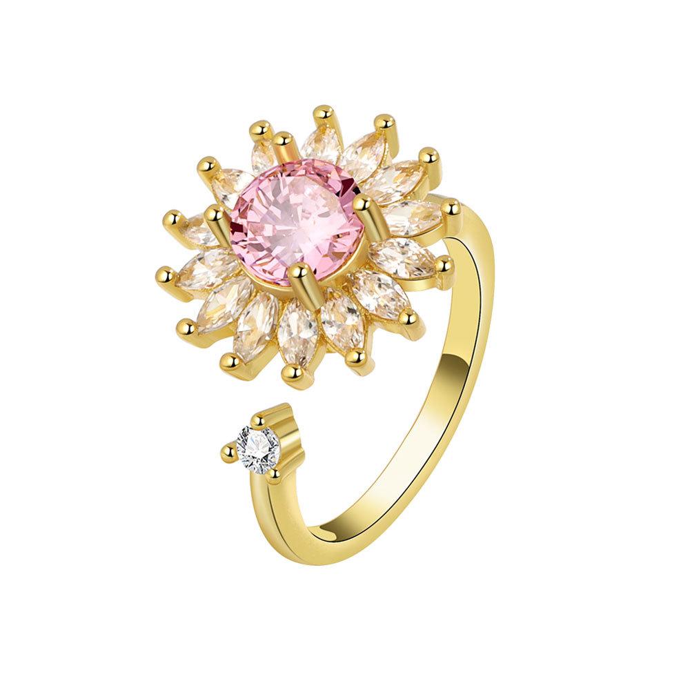 Modischer, verstellbarer, drehbarer Ring mit Sonnenblumenmotiv, hochwertiges Gefühl der Einfachheit, Mori-Hände umarmen personalisierten Fingerring, Handschmuck