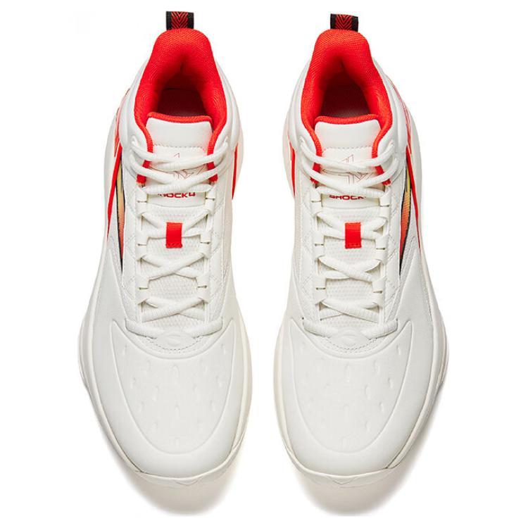 Anta Slip Resistant Coverage Abrasion Resistant High top Basketball Shoes Men's White Orange Red Sneakers 912511604Q-1