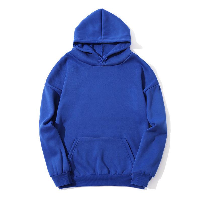European and American Women's Loose Plus Size Fleece-Lined Hooded Sweatshirt, Solid Color, Long Sleeve, New Autumn/Winter Style.