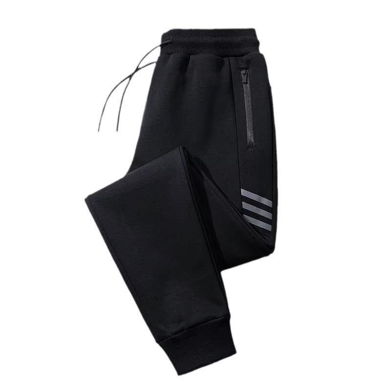 Men's Plus Size Velvet Sports Pants - Cuffed, Straight Leg Casual Sweatpants for Autumn and Winter