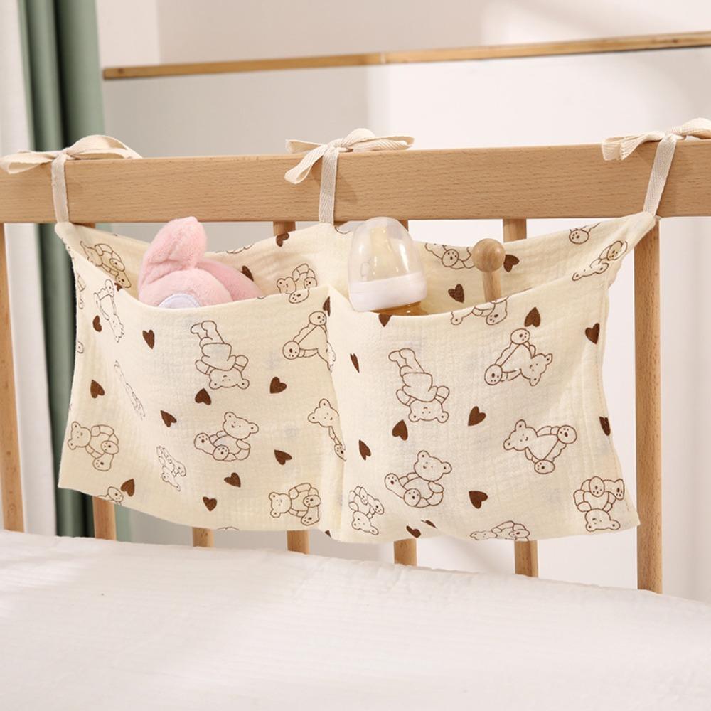 Portable Crib Hanging Storage Bag 2 Pockets Baby Bedside Bag New Diaper Storage Bag  Stroller Use