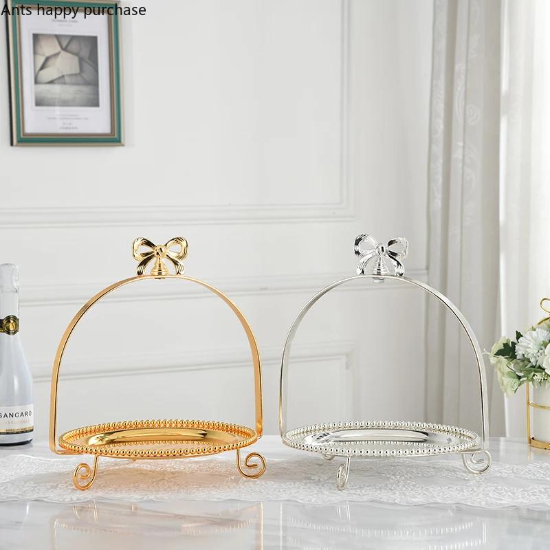 Enkellaags Tweelaags Drie Laags Strik Metalen Taartstandaard Goud Zilver Rond Parel Dessert Taartvorm Fruitplateau Display Stand