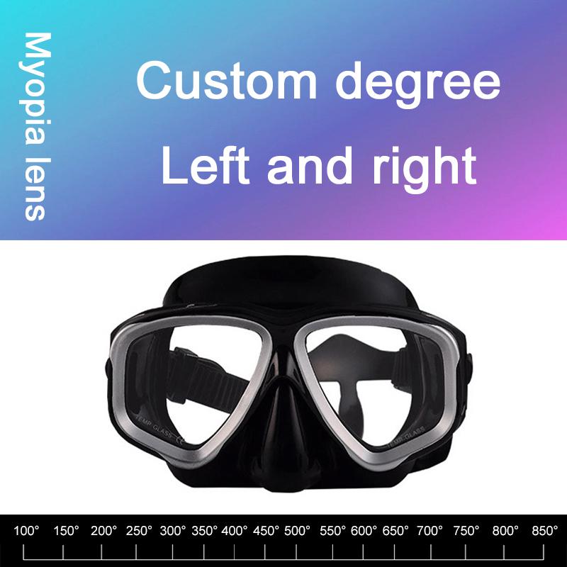 -1.5 To -8.5 Myopia Adults Silicone HD Clear Anti Fog Diving Eyewear Masks Custom For Left Right Eyes Different Degrees Li Practical Use