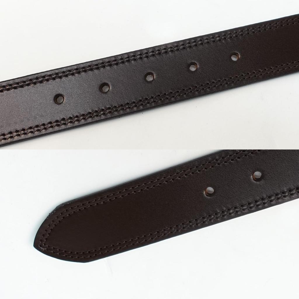 EDWIN 35mm Made In Cowhide Dark Width X Length 116cm Men's Belt, 118cm, Japan, Double-Stitched Leather, Brown, 22269286, 3.0cm