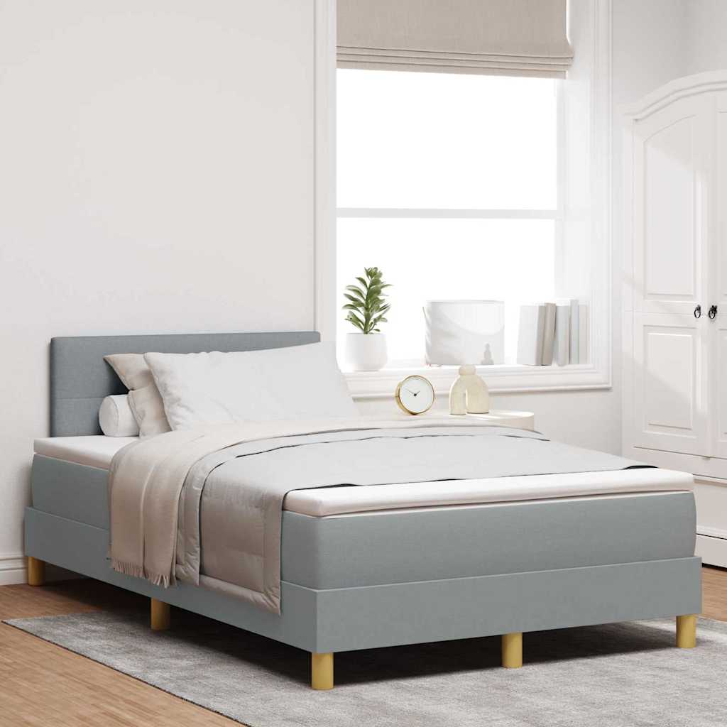 LED Boxspring Bed with Headboard Light Gray 120 x 200 cm Fabric