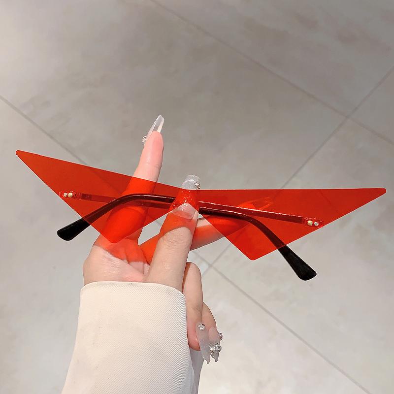 משקפי שמש משולשים ללא מסגרת לגברים אופנה חדשה בצבע אחיד היפ הופ גווני חוץ לנשים עיצוב מותג טרנדי משקפי שמש Rave