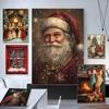 Vintage Christmas Poster Print For Living Room Winter Xmas Santa Claus Decoration Merry Christmas Tree Canvas Painting Wall Art