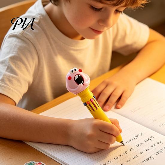 Portable Stationery for Pencil Case 10 in 1 Cartoon Ballpoint Pen, Multicolor Press Retractable Pens, Gift Pens Girls And Boys Smooth Writing Supplies