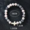 Religieuze kruisarmband voor dames heren natuursteen kralen elastische link gebedsarmband met kaart