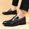 Brown Crocodile Pattern Patent Leather Men Business Formal Shoes Suture Design Office Work Shoes For Male Party Dress Oxfords