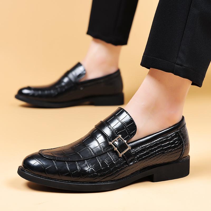 Brown Crocodile Pattern Patent Leather Men Business Formal Shoes Suture Design Office Work Shoes For Male Party Dress Oxfords