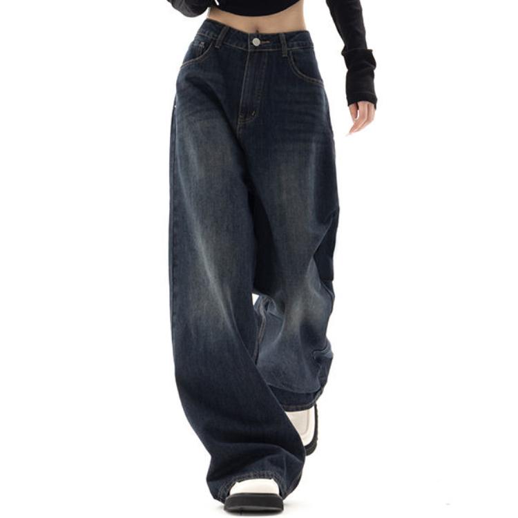 Jeans Vintage à Jambes Larges pour Femmes Harajuku Baggy Pantalon en Jean Surdimensionné Grunge Streetwear Pantalon d'Automne Mode Coréenne