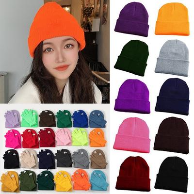 High Quality Cute 2025 Winter Hats with Gloves Girls Autumn Knitted Solid Hat Female Beanie Caps