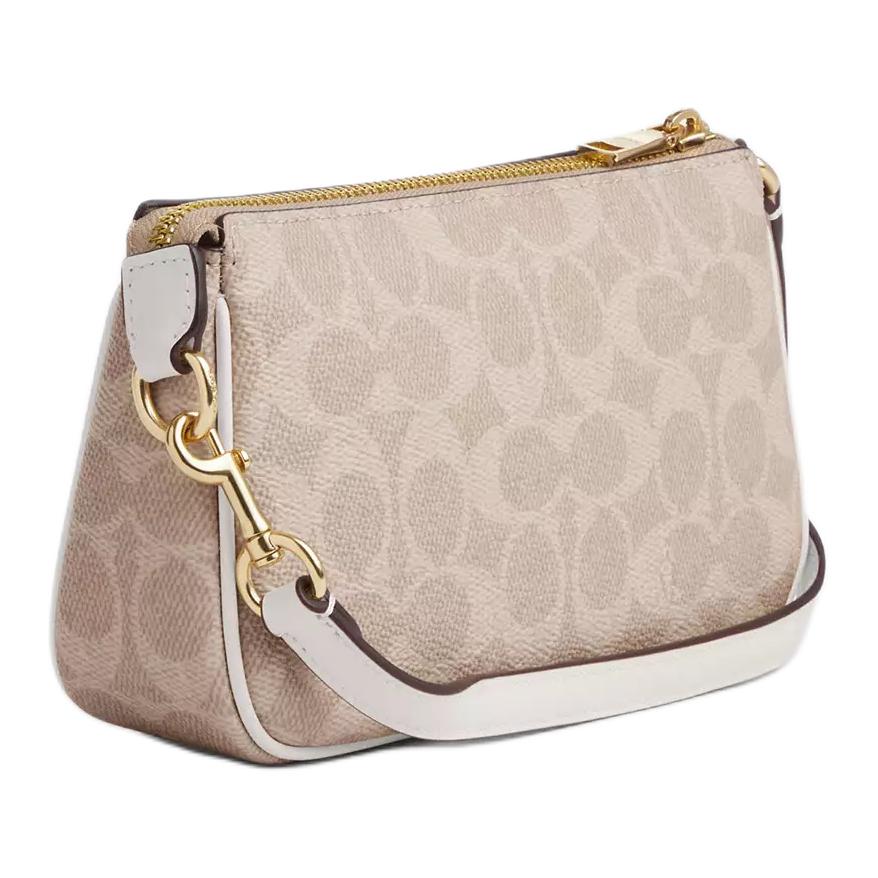 Coach Nolita 19 Classic Monogram Print Zipper Coated Canvas Shoulder Tote Bag Small Women Handbags Sand Chalk-White CW426-IMXDM