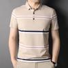 New Summer Men's Lapel Short-sleeved Polo Shirts Men's Tops Yarn-dyed Striped Cotton T-shirts