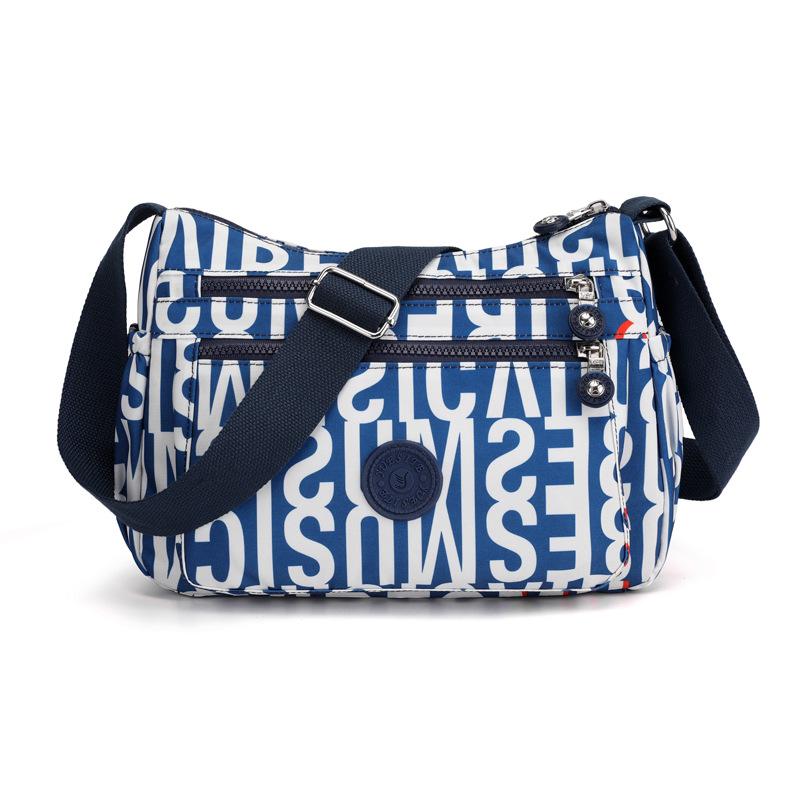 Urban Minimalistische Damen Nylon Umhängetasche - Lässige Bedruckte Kleine Quadratische Tasche für Mittelalte und Ältere