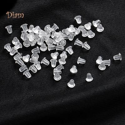 100Pcs Clear Plastic Earring Findings Back Stoppers Earnuts Safe Tool