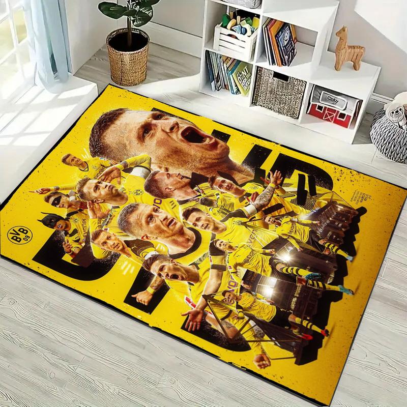 Dortmund Fußballspieler Collage Druck Teppich Nicht-Rutschfeste Rechteckige Fußmatte Fußball Fan Gaming Zimmer Heimdekoration