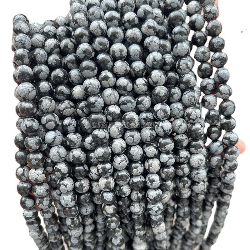 Jingde Jewelry Snowflake Obsidian Round Loose Beads for DIY Accessories & Bracelets