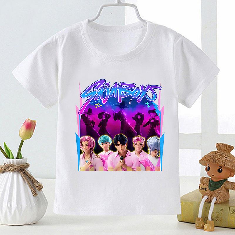 Kpop Demon Hunters Saja Boys Print Casual Kids T Shirt Girls New Summer Tops Fashion Baby Clothes Children Short Sleeve T-shirts