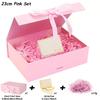 3 Sizes Available Luxury Magnetic Gift Box With Lid Ribbon Lafite Grass Greeting Card Valentine's Day Gift Packaging Box