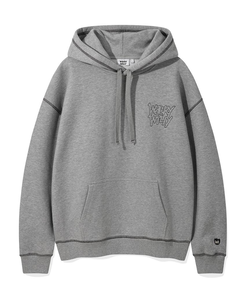 Stitch Lettering Hoodie Gray