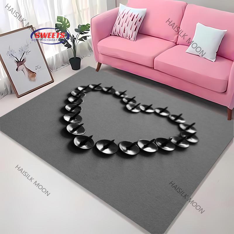 Artistic Love Rug Printed Decorative Mat for Living Room Bedroom Office Cozy Large Area Rug for Home Play Spaces