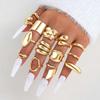 14Pcs/Set Vintage Smooth Open Rings Set for Women Geometric Creative Irregular Gold Color Finger Rings Trendy Daily Zircon Gift