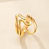 Irregular Geometric Open Ring Trendy Waterproof Stainless Steel Gold Color Women Rings Zircon Gift Wholesale