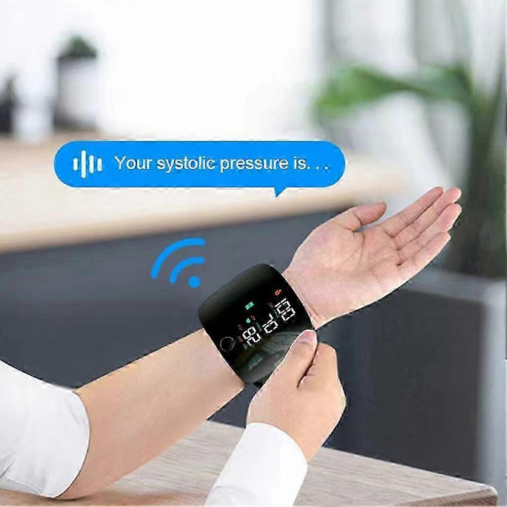 Rechargeable Wrist Blood Pressure Monitor, Large Display with Voice Broadcast, Automatic Digital Sphygmomanometer for Home Use Indoor & Outdoor