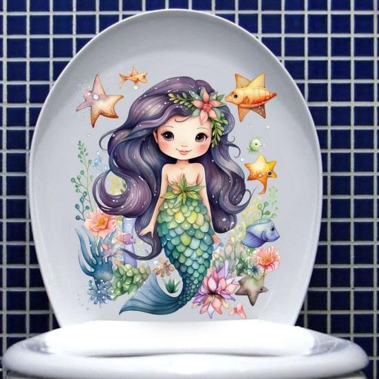 Creative Underwater World Mermaid Αυτοκόλλητα τοίχου Αδιάβροχα PVC Αυτοκόλλητα Αυτοκόλλητα Διακοσμητικά τέχνης βινυλίου Αφαιρούμενο καπάκι τουαλέτας Αυτοκόλλητα μπάνιου